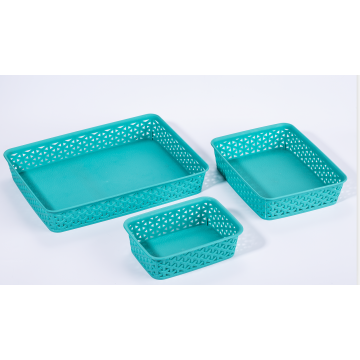 Canasta de almacenamiento Caja de almacenamiento de plataformas de plástico 3pcs